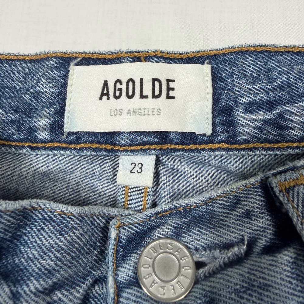 AGOLDE 90’s Mid Rise Loose Distressed Jeans Size 23 Pre-Loved 25” Inseam - Picture 3 of 7